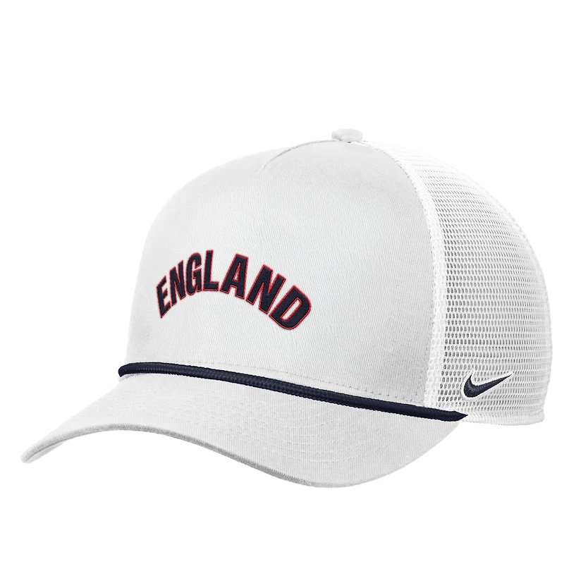 Casquette Nike blanche pour homme, modèle Rise Rope Trucker, équipe nationale d'Angleterre.