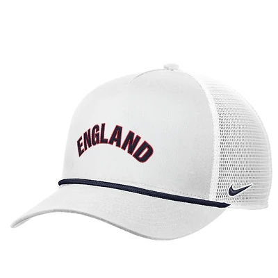 Casquette Nike blanche pour homme, modèle Rise Rope Trucker, équipe nationale d'Angleterre.
