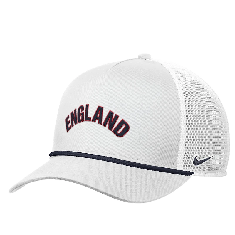 Men's Nike White England National Team Rise Rope Trucker Adjustable Hat