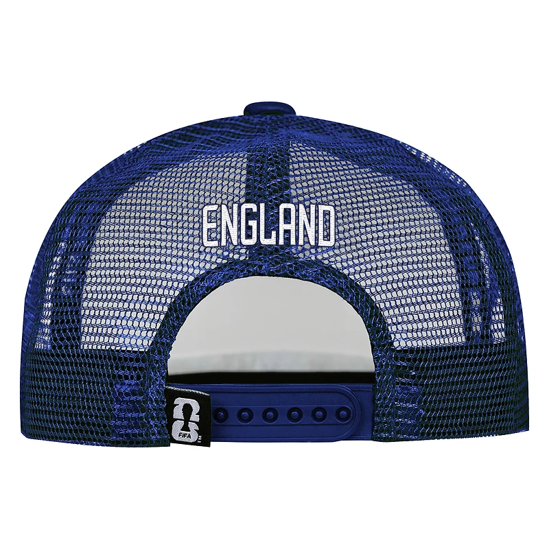 Men's Outerstuff White/Royal England FIFA World Cup 2026 Defender Adjustable Trucker Hat