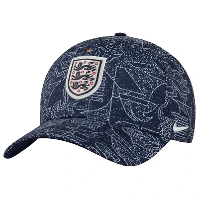 Casquette unisexe Nike bleu marine, équipe nationale d'Angleterre, modèle Rise ajustable