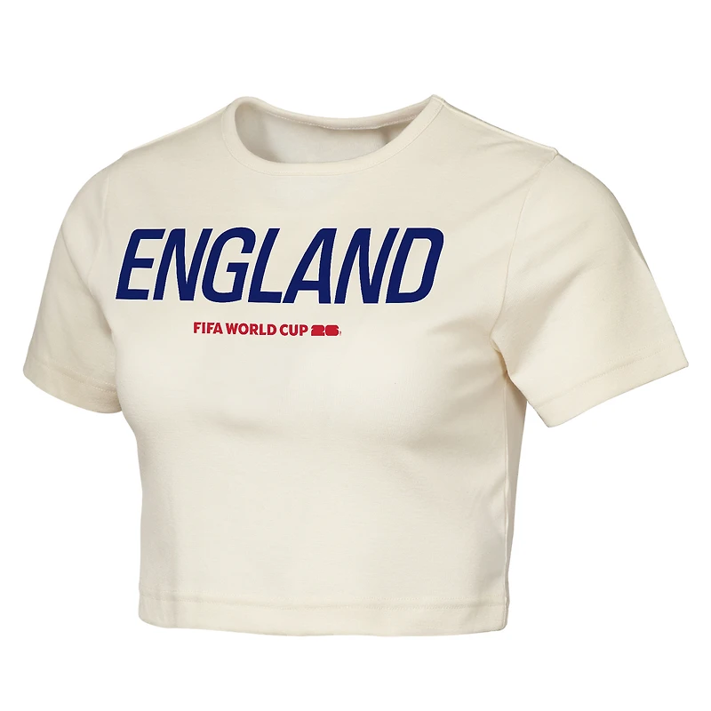 Women's Outerstuff Natural England FIFA World Cup 2026 Elote Squad Cropped T-Shirt