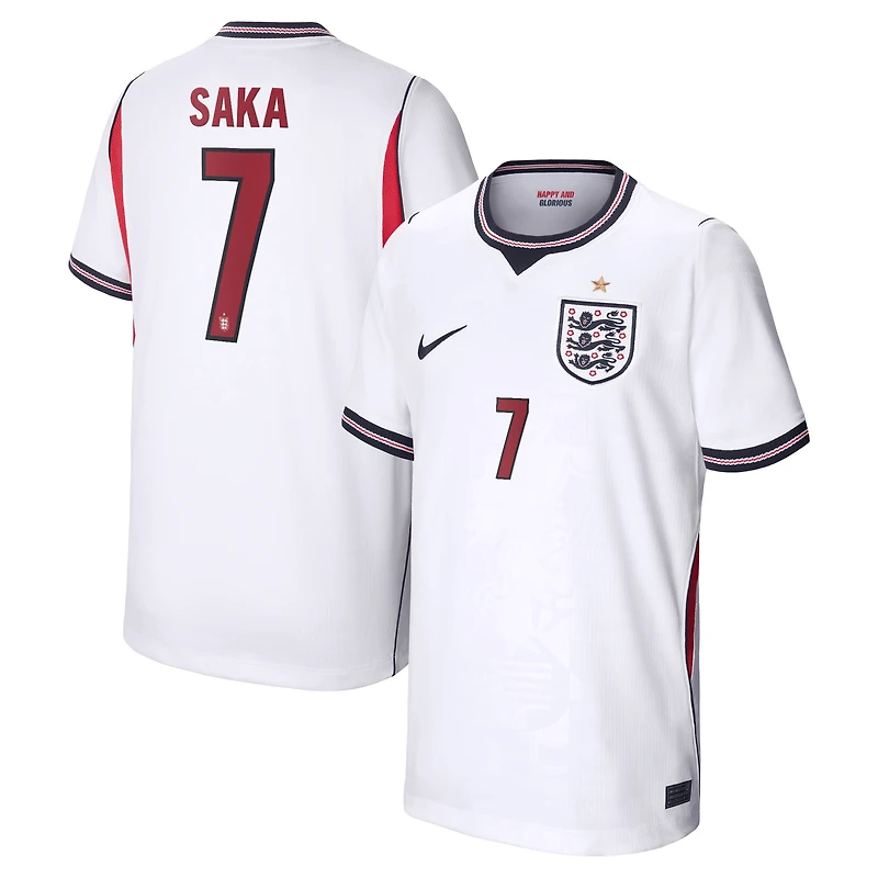 Youth Nike Bukayo Saka White England National Team 2026 Home Stadium Replica Jersey