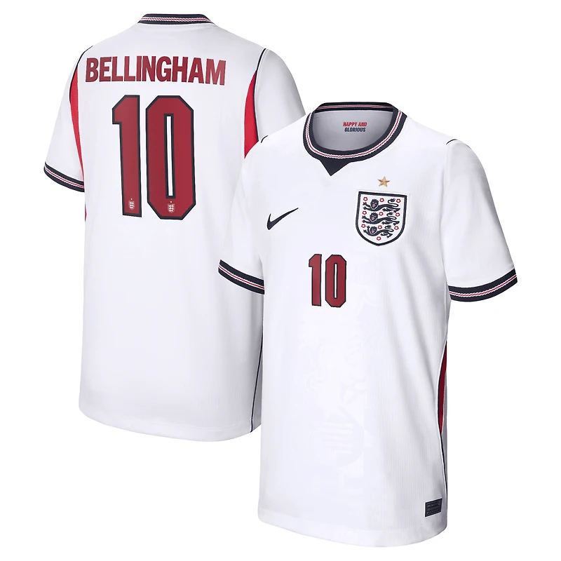 Maillot réplique domicile Nike Jude Bellingham blanc de l'équipe nationale d'Angleterre 2026