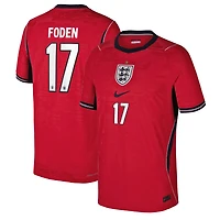 Maillot authentique Nike Phil Foden rouge de l'équipe nationale d'Angleterre pour jeunes (2026), match extérieur