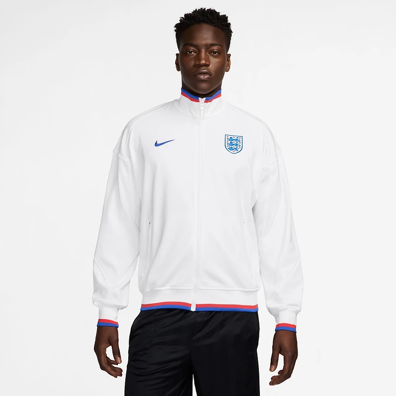 Veste Nike blanche pour homme de l'équipe nationale féminine d'Angleterre 2025 Academy Pro Performance Anthem entièrement zippée