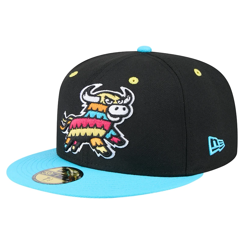 Men's New Era Black/Aqua Erie SeaWolves Copa de la Diversión 59FIFTY Fitted Hat