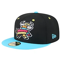 Men's New Era Black/Aqua Erie SeaWolves Copa de la Diversión 59FIFTY Fitted Hat