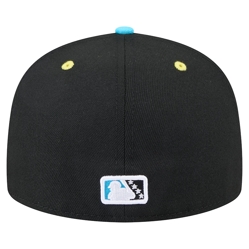 Men's New Era Black/Aqua Erie SeaWolves Copa de la Diversión 59FIFTY Fitted Hat