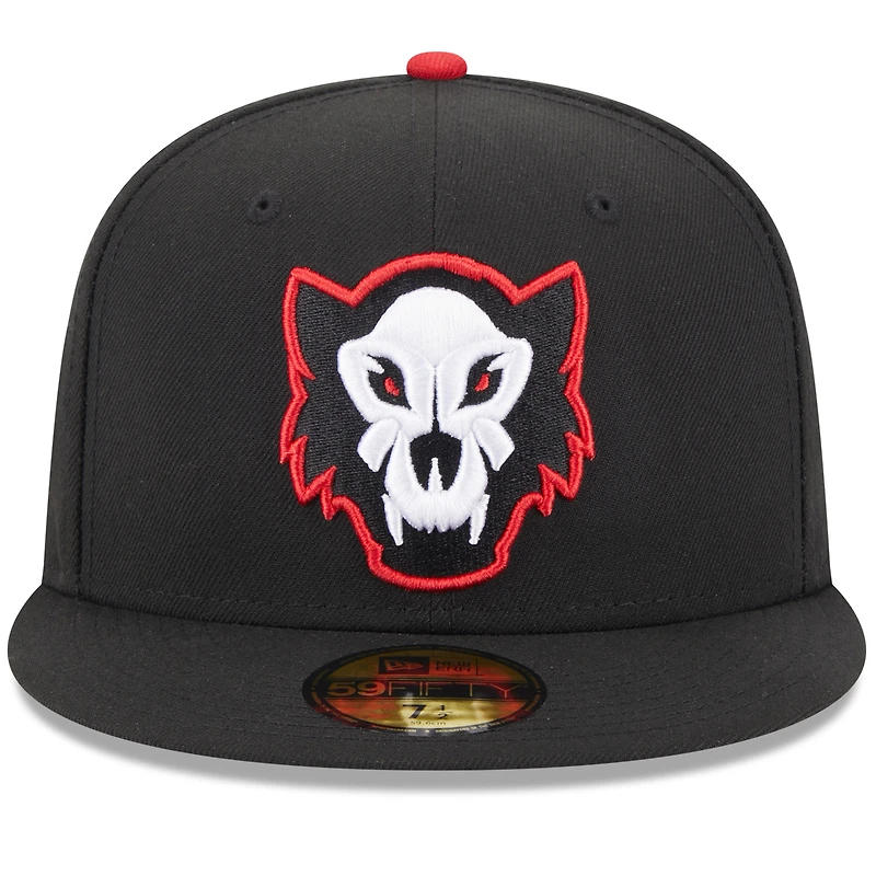 Casquette ajustée 59FIFTY avec logo alternatif Erie SeaWolves New Era pour homme, noire