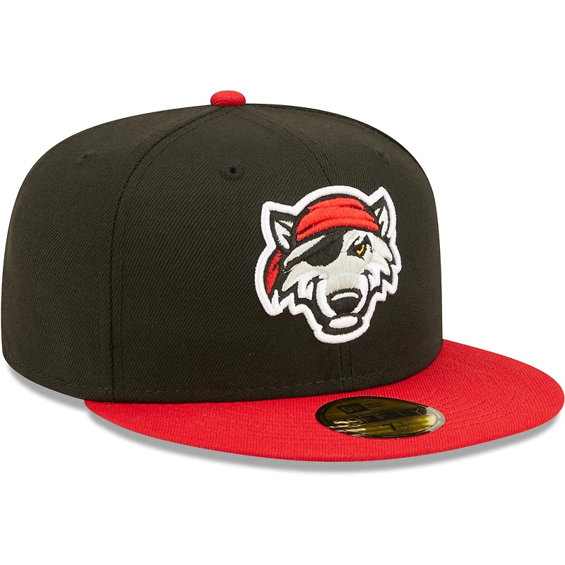 Men's New Era Black Erie SeaWolves Authentic Collection Team Alternate 59FIFTY Fitted Hat