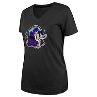 T-shirt col V noir New Era pour femme, motif Erie SeaWolves Moon Mammoths