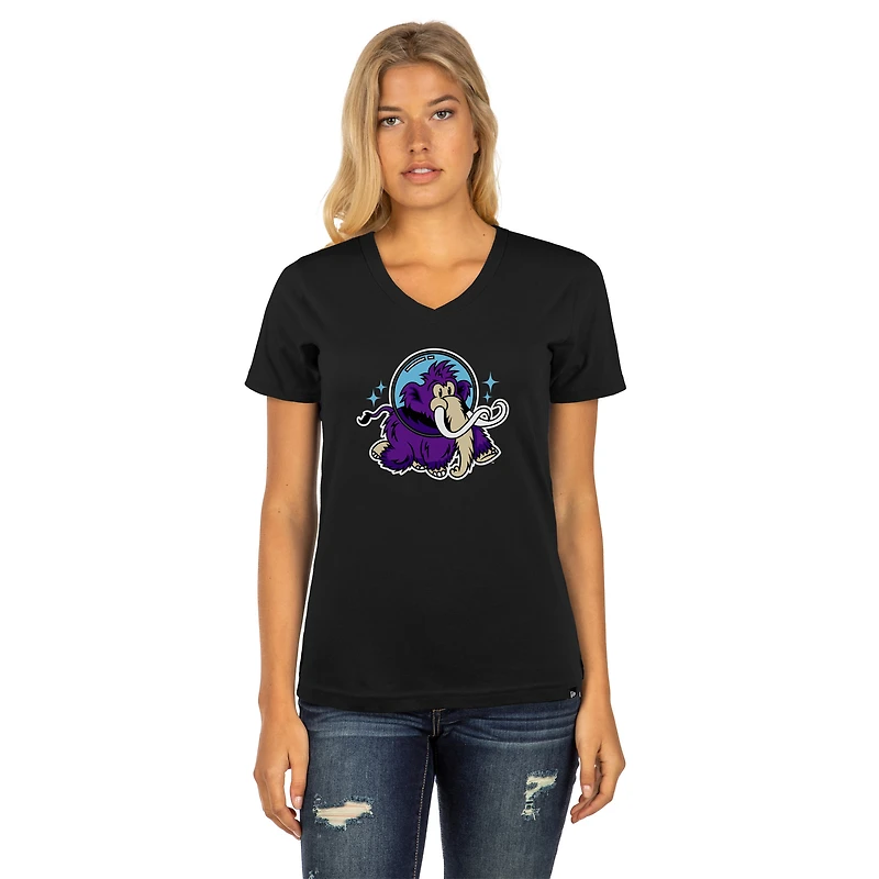 T-shirt col V noir New Era pour femme, motif Erie SeaWolves Moon Mammoths