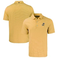 Men's Cutter & Buck  Gold/White ETSU Buccaneers Forge Eco Double Stripe Stretch Recycled Tri-Blend Polo