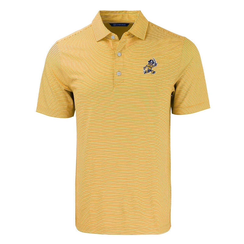 Polo homme Cutter & Buck ETSU Buccaneers Forge Eco Double Stripe Stretch Tri-Blend recyclé, or/blanc