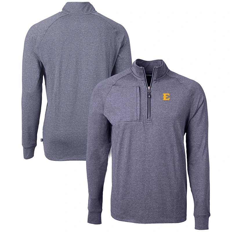 Pull-over zippé quart de tour en tricot écologique Adapt pour homme, bleu marine chiné, ETSU Buccaneers, grandes tailles
