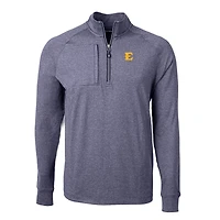 Men's Cutter & Buck  Heather Navy ETSU Buccaneers Big Tall Adapt Eco Knit Quarter-Zip Pullover Top
