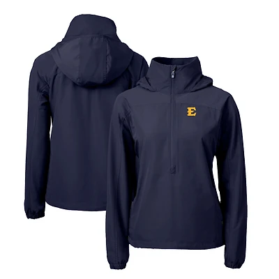 Women's Cutter & Buck Navy ETSU Buccaneers Charter Eco Recycled Half-Zip Anorak Jacket