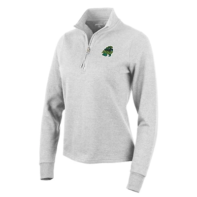 Women's Antigua  Heather Gray Eugene Emeralds Action Quarter-Zip Pullover Sweatshirt