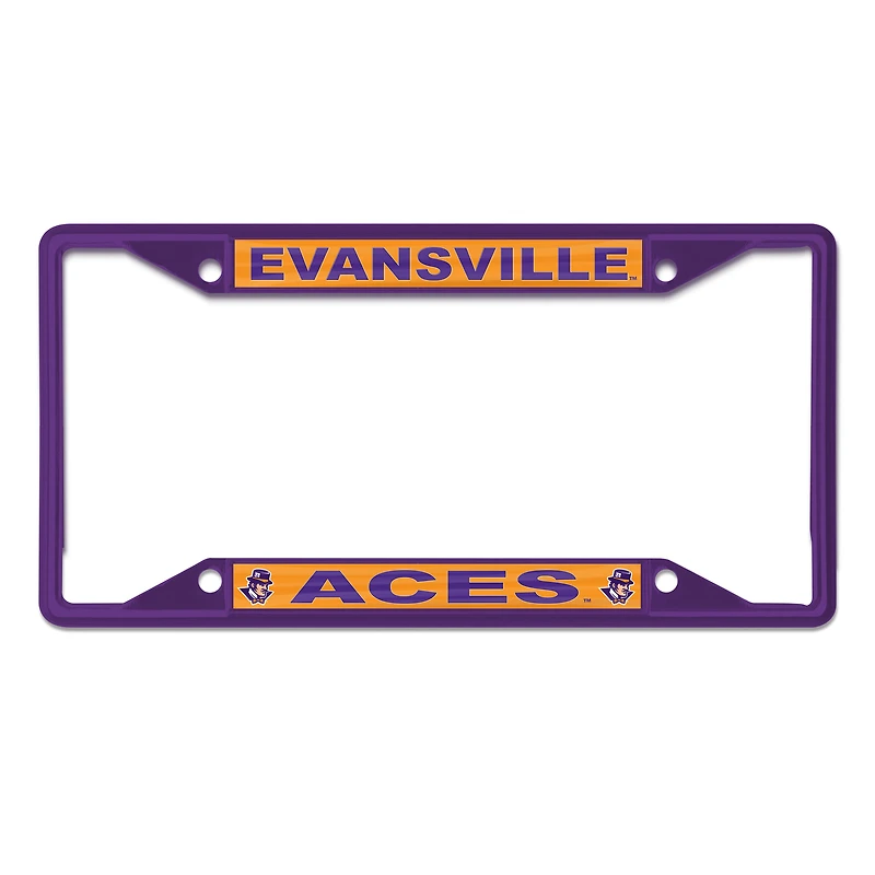 WinCraft Evansville Purple Aces Cadre de plaque d'immatriculation couleur chrome