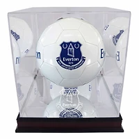 Vitrine pour ballon de football Everton en acajou avec logo de l'équipe