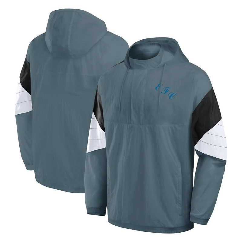 Veste de survêtement à capuche et fermeture éclair quart tour Everton grise pour homme Fanatics
