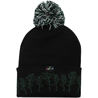 Bonnet en tricot à revers Panda noir Explore pour jeune avec pompon