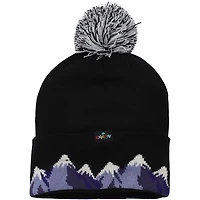 Bonnet en tricot à revers ours polaire noir Explore pour jeune avec pompon