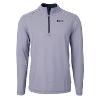 Pull zippé recyclé à micro-rayures et piqué écologique pour homme, bleu marine/blanc, des Fairleigh Dickinson Knights, Virtue, de taille grande taille.