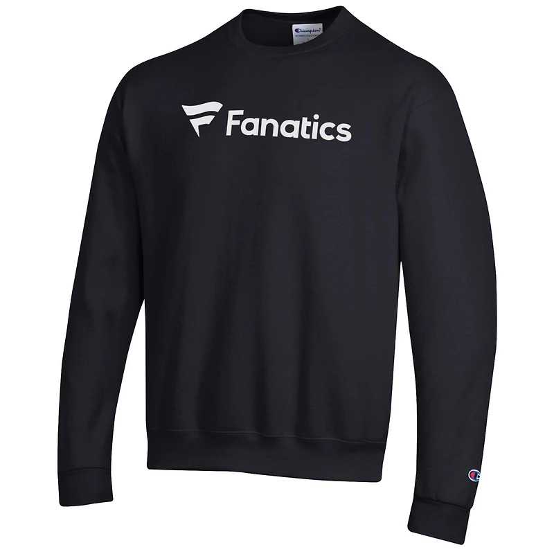 Men's Champion Black Fanatics Corporate Wordmark Fleece Crewneck Sweatshirt