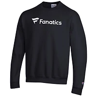 Men's Champion  Black Fanatics Corporate Wordmark Fleece Crewneck Sweatshirt