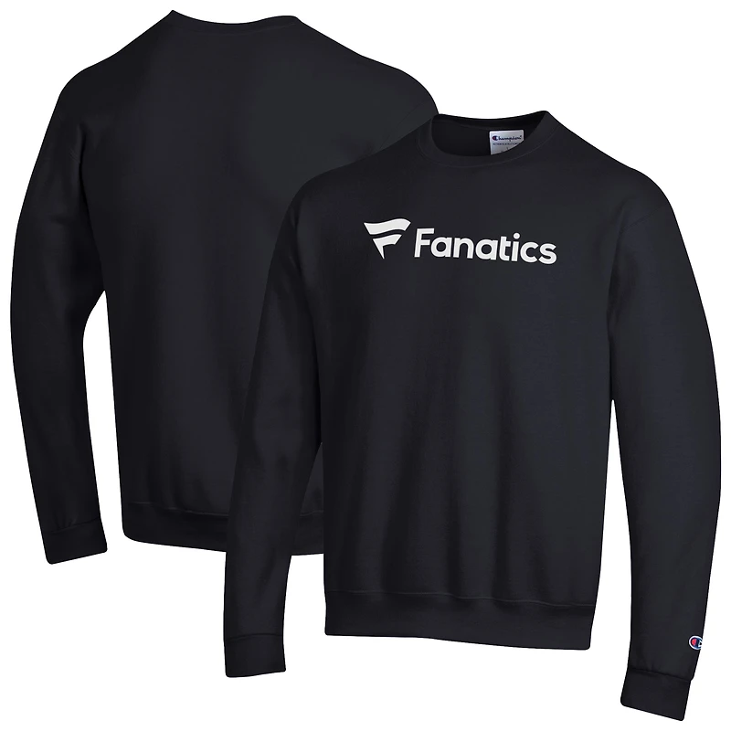 Men's Champion Black Fanatics Corporate Wordmark Fleece Crewneck Sweatshirt