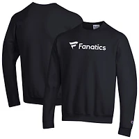 Men's Champion  Black Fanatics Corporate Wordmark Fleece Crewneck Sweatshirt