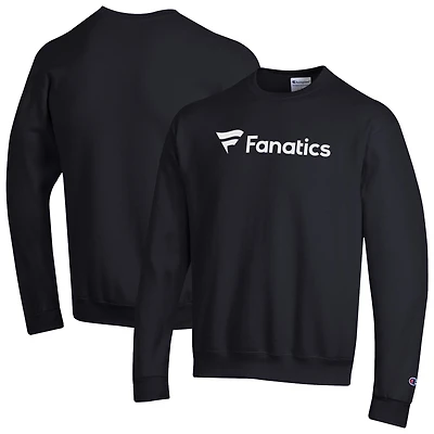 Men's Champion  Black Fanatics Corporate Wordmark Fleece Crewneck Sweatshirt