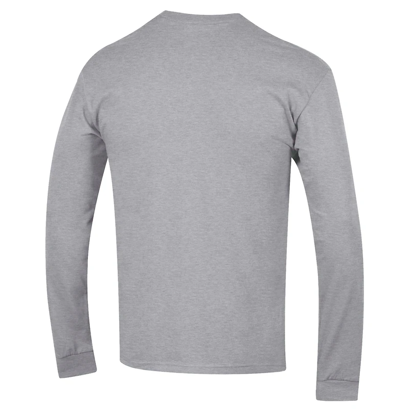 Men's Champion Gray Fanatics Corporate Micro Flag Long Sleeve T-Shirt