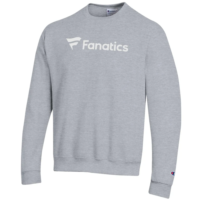 Men's Champion  Gray Fanatics Corporate Wordmark Fleece Crewneck Sweatshirt
