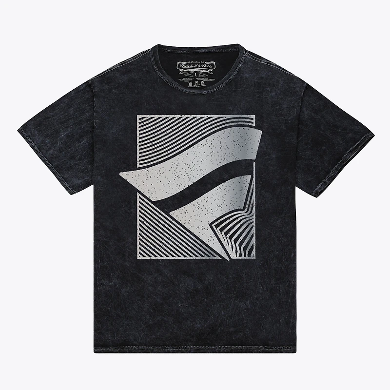 T-shirt délavé minéral noir avec logo Fanatics de Mitchell & Ness pour homme