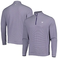 Haut zippé à manches courtes et col rond pour homme Peter Millar Purple Fanatics Corporate Perth Mini Stripe Performance
