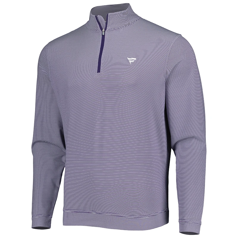 Haut zippé à manches courtes et col rond pour homme Peter Millar Purple Fanatics Corporate Perth Mini Stripe Performance
