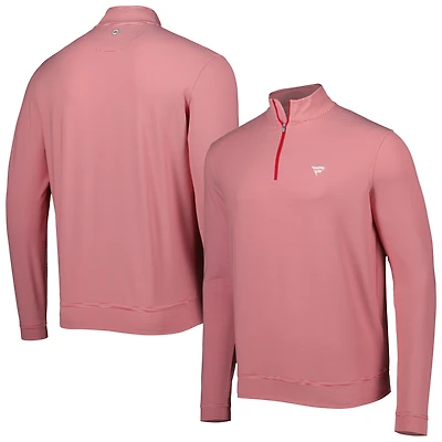Men's Peter Millar Red Fanatics Corporate Perth Mini Stripe Performance Quarter-Zip Top