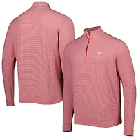 Men's Peter Millar Red Fanatics Corporate Perth Mini Stripe Performance Quarter-Zip Top