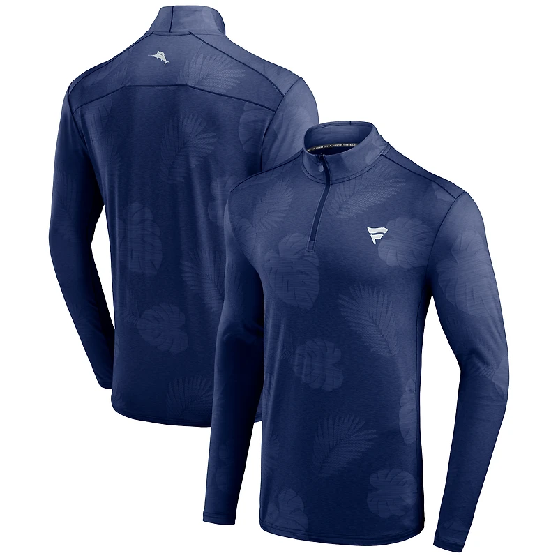 Men's Tommy Bahama Gray Fanatics Corporate Delray Frond IslandZone Half-Zip Jacket
