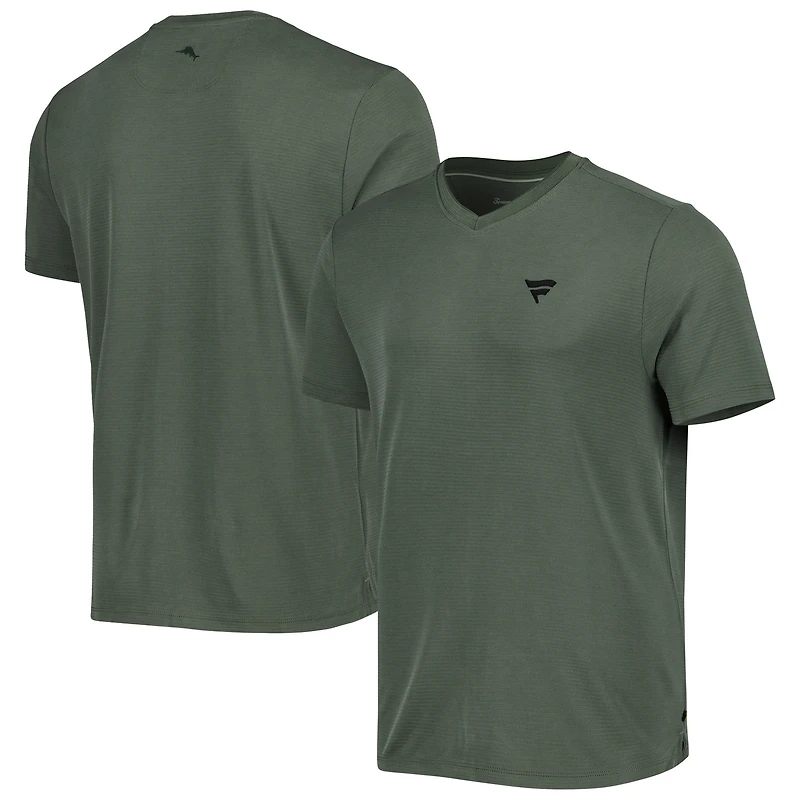 T-shirt à col en V Tommy Bahama Forest Green Fanatics Corporate Coastal Crest IslandZone pour homme