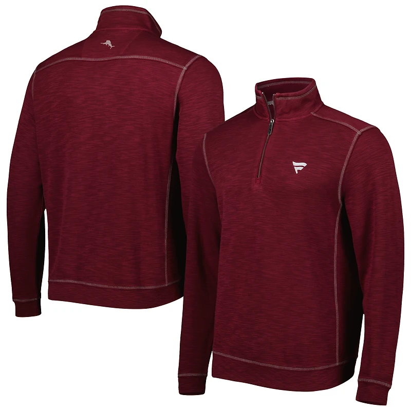 Pull zippé 1/4 Tommy Bahama Maroon Fanatics Corporate Tobago Bay Tri-Blend pour homme
