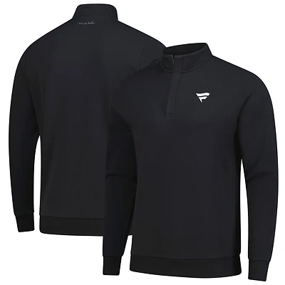 Men's TravisMathew Black Fanatics Corporate Cloud Quarter-Zip Tri-Blend Top