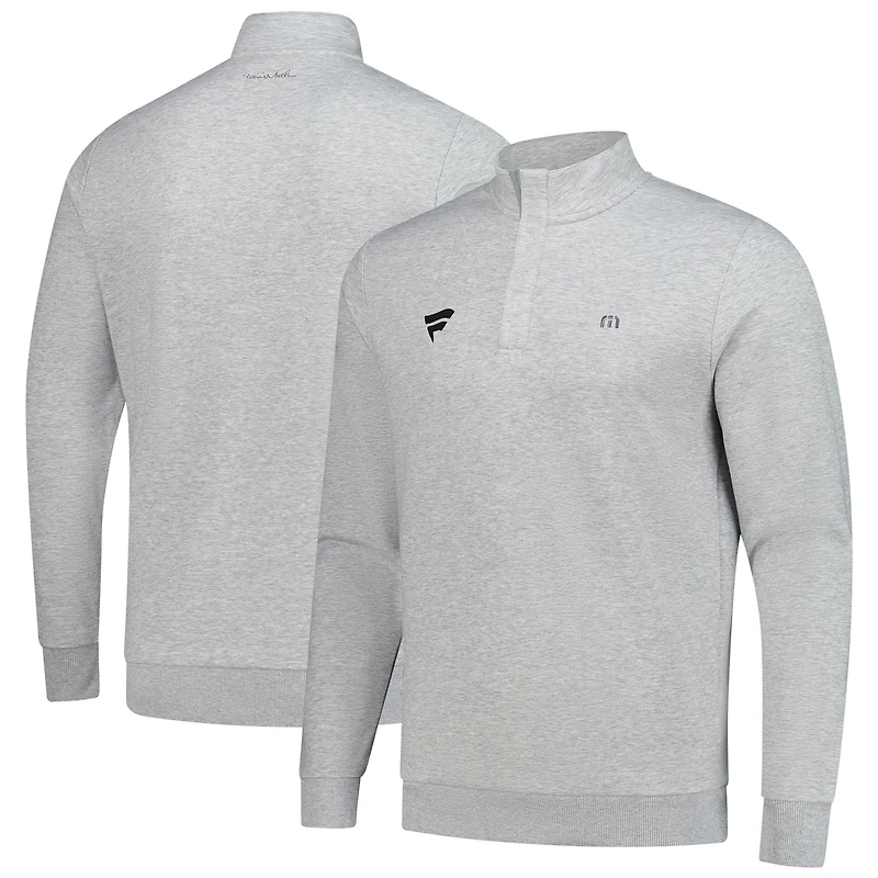 Men's TravisMathew Heather Gray Fanatics Corporate Cloud Quarter-Zip Tri-Blend Top