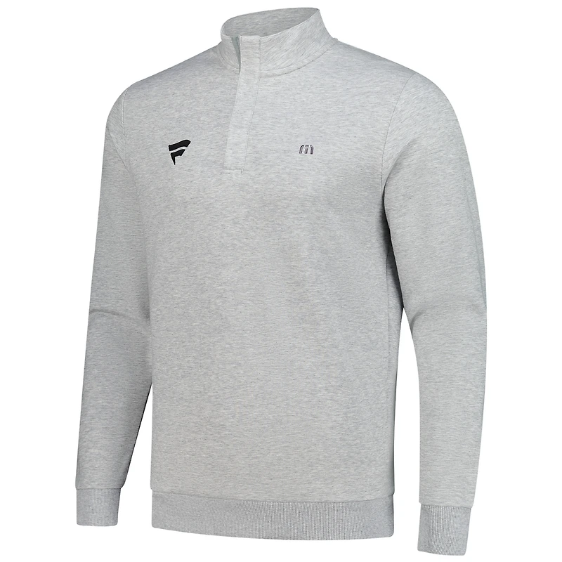Men's TravisMathew Heather Gray Fanatics Corporate Cloud Quarter-Zip Tri-Blend Top