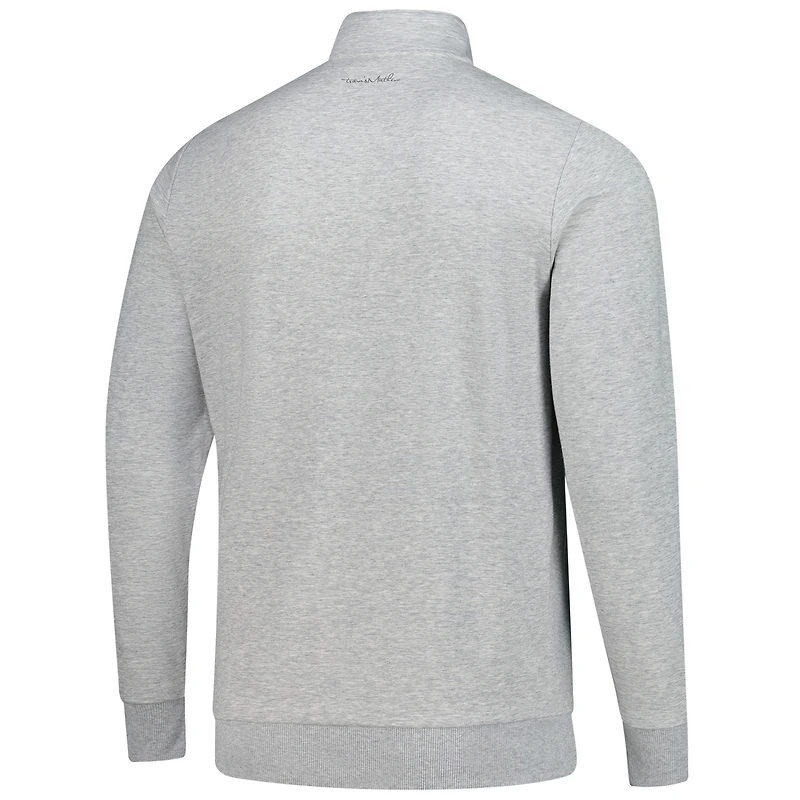 Men's TravisMathew Heather Navy Fanatics Corporate Cloud Quarter-Zip Tri-Blend Top