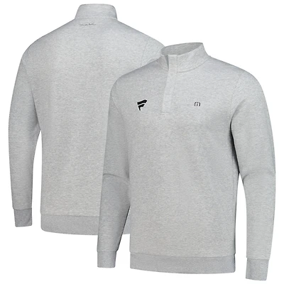Men's TravisMathew Heather Gray Fanatics Corporate Cloud Quarter-Zip Tri-Blend Top
