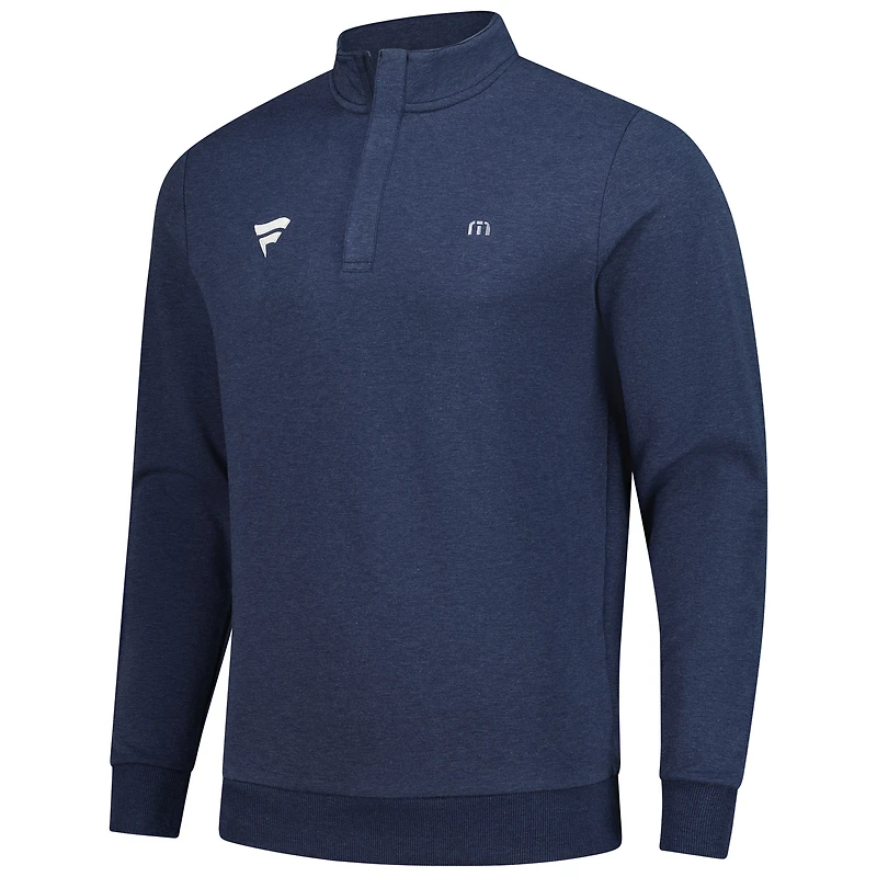 Haut tri-mélange à fermeture éclair quart de tour TravisMathew Heather Navy Fanatics Corporate Cloud pour homme